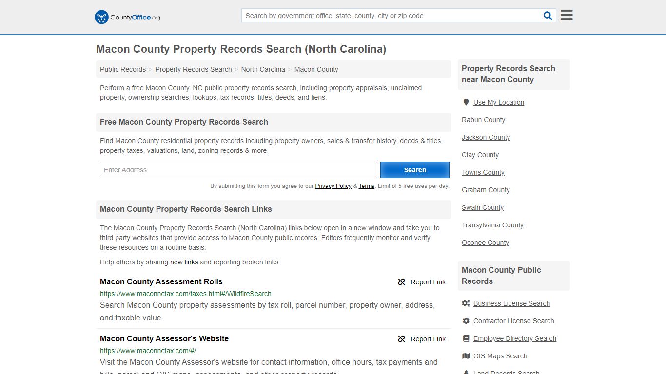 Property Records Search - Macon County, NC (Assessments ...